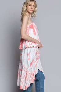 POL Tie Dye Strapless Tunic Dress