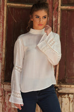 Load image into Gallery viewer, Boho Ivory Voile Shirt Kimono Sleeves
