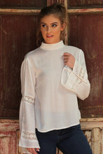 Load image into Gallery viewer, Boho Ivory Voile Shirt Kimono Sleeves
